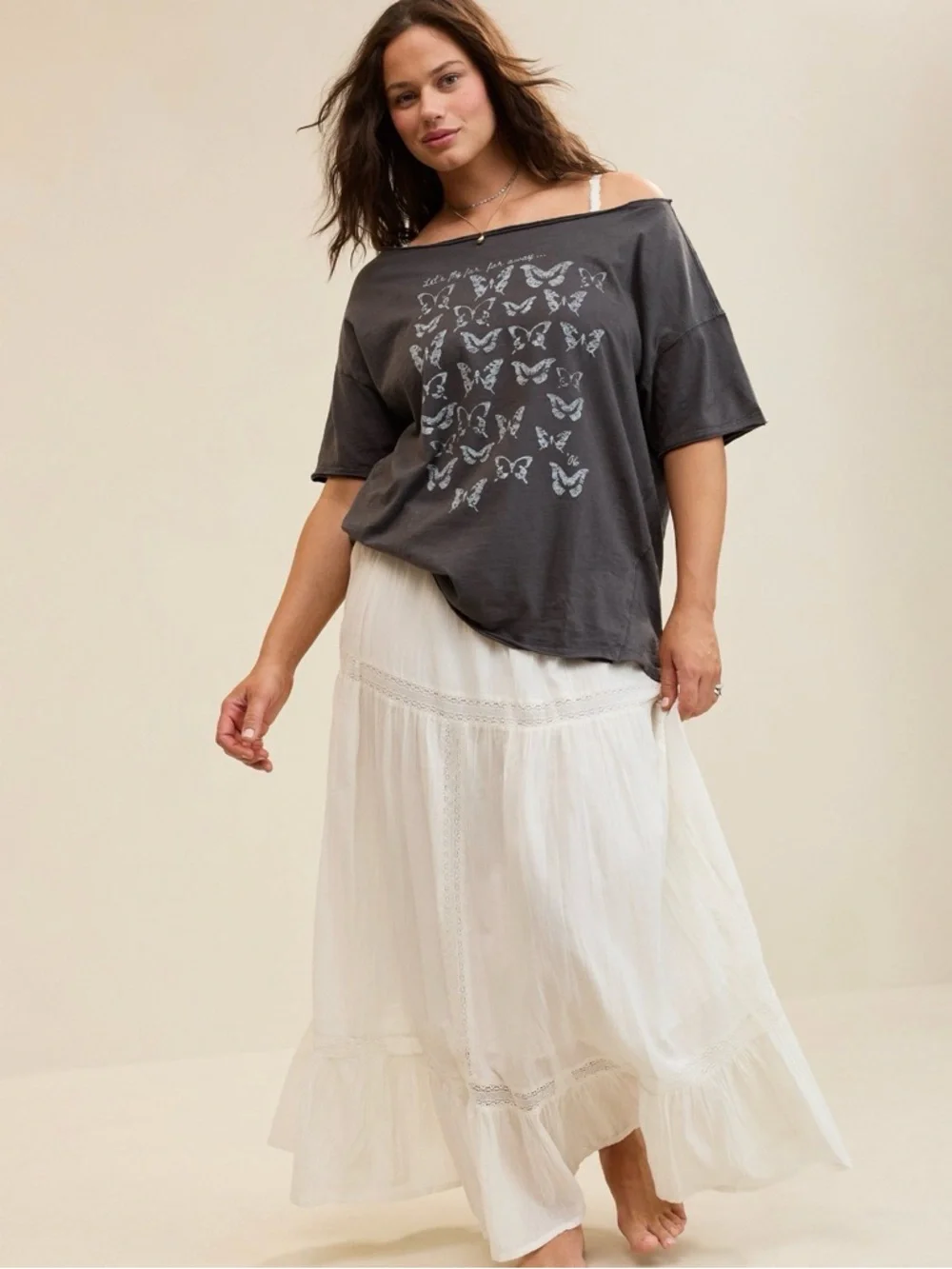 Aerie oversized off the shoulder butterfly tee - Picture 2 of 9